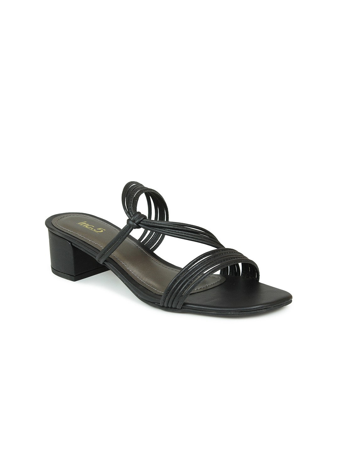 

Inc 5 Black Striped Open Toe Block Heels
