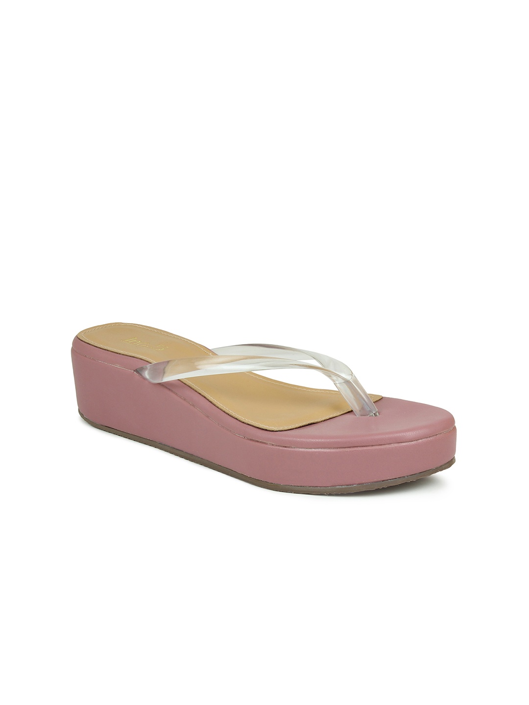 

Inc 5 Transparent & Mauve T-Strap Flatform Heels