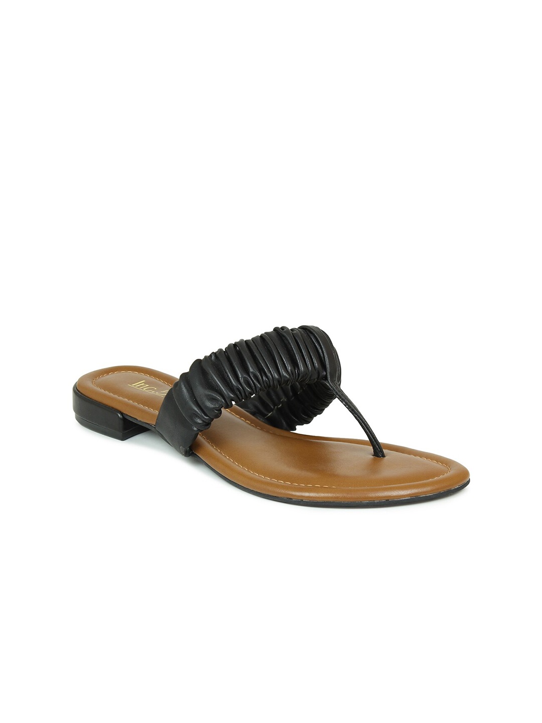 

Inc 5 Women Black & Brown T-Strap Flats