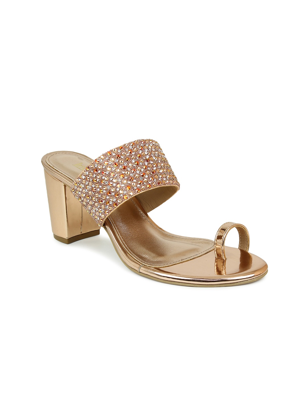

Inc 5 Gold-Toned Embellished Ethnic Block Sandals