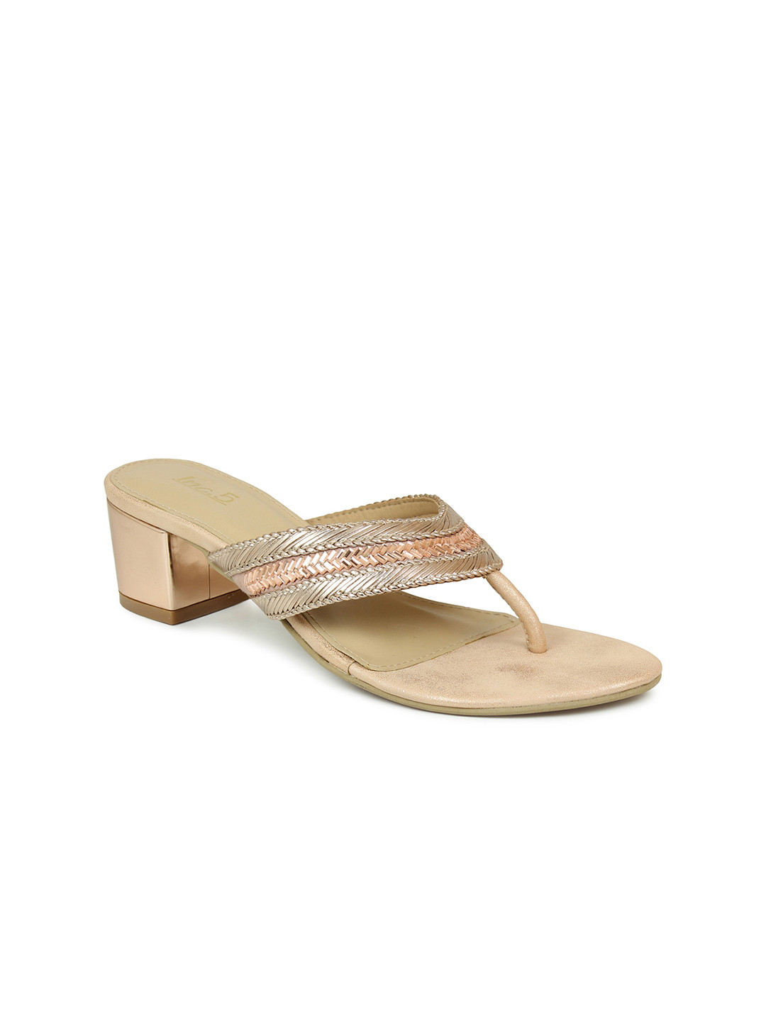 

Inc 5 Rose Embellished Ethnic Block Sandals, Rose gold