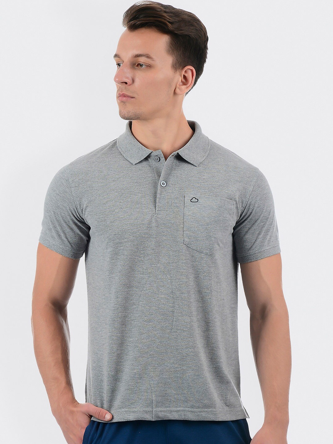 

Sweet Dreams Men Grey Solid Cotton T-Shirt