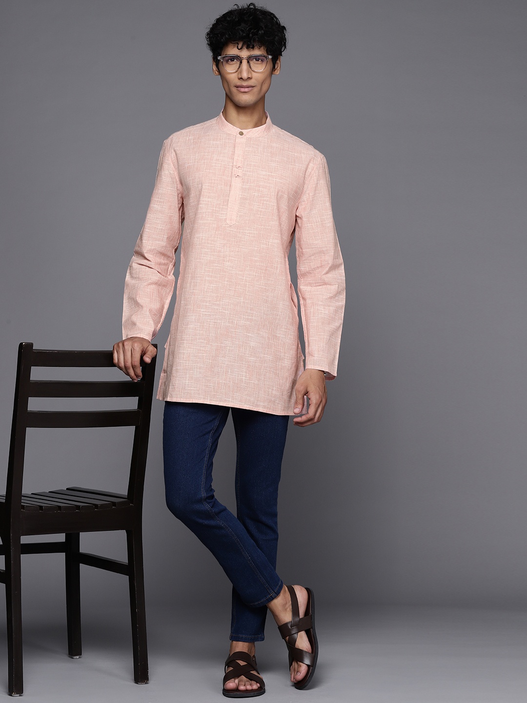 

Fabindia Men Coral Orange Kurta