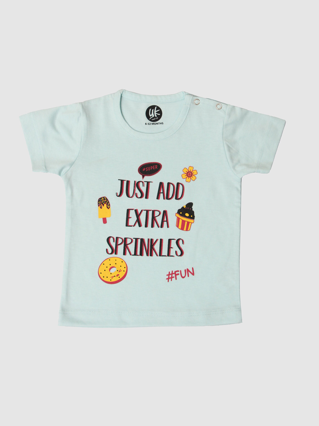 

YK Infant Girls Blue Typography Printed Cotton T-shirt