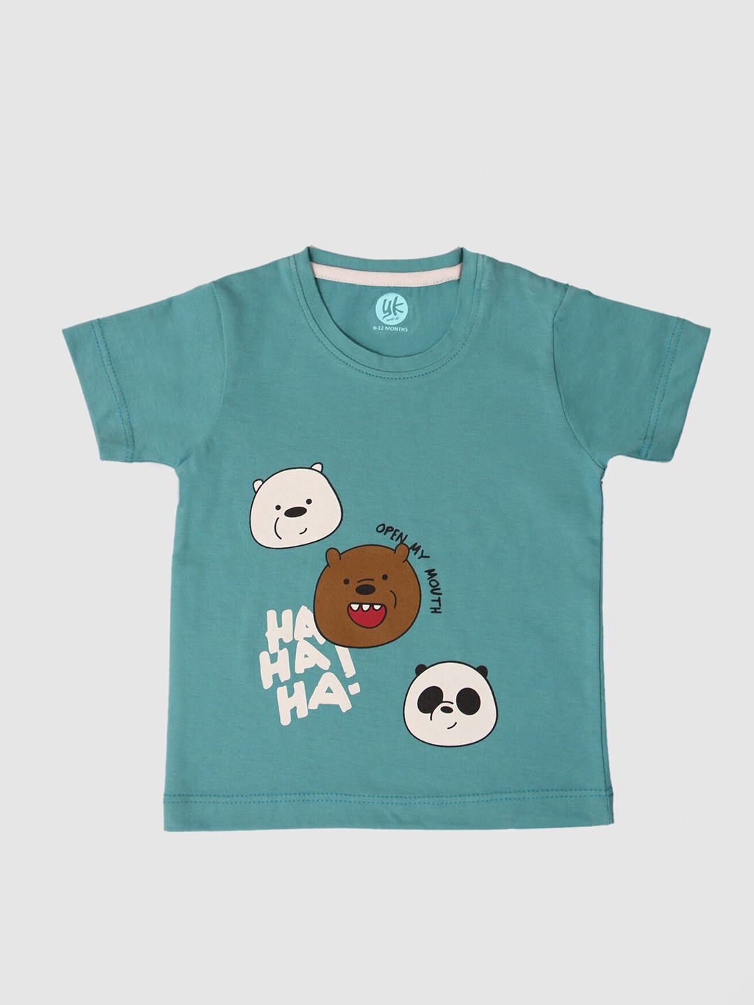 

YK Infant Boys Teal Bare Bears Graphic Printed T-shirt, Blue