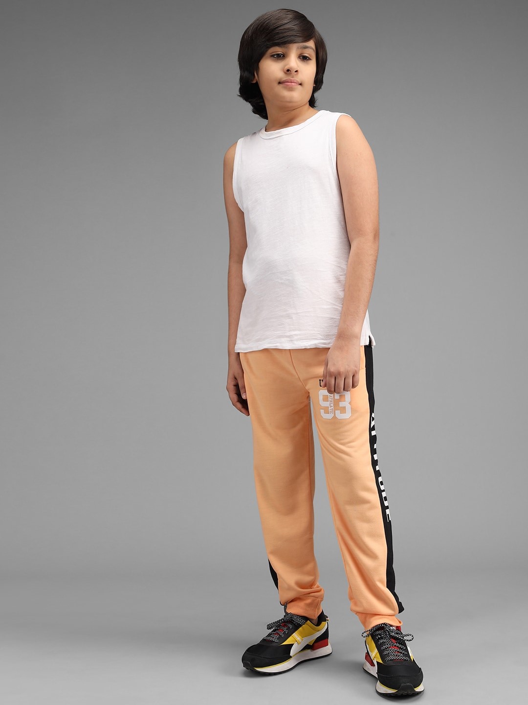 

Nick and Jones Kids Peach-Coloured & Black Colourblocked Pure Cotton Joggers