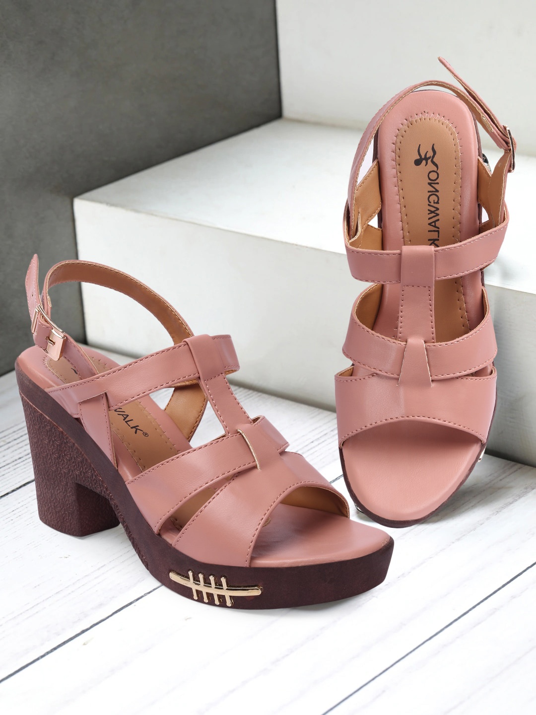 

Longwalk Women Pink Party High-Top Block Heels