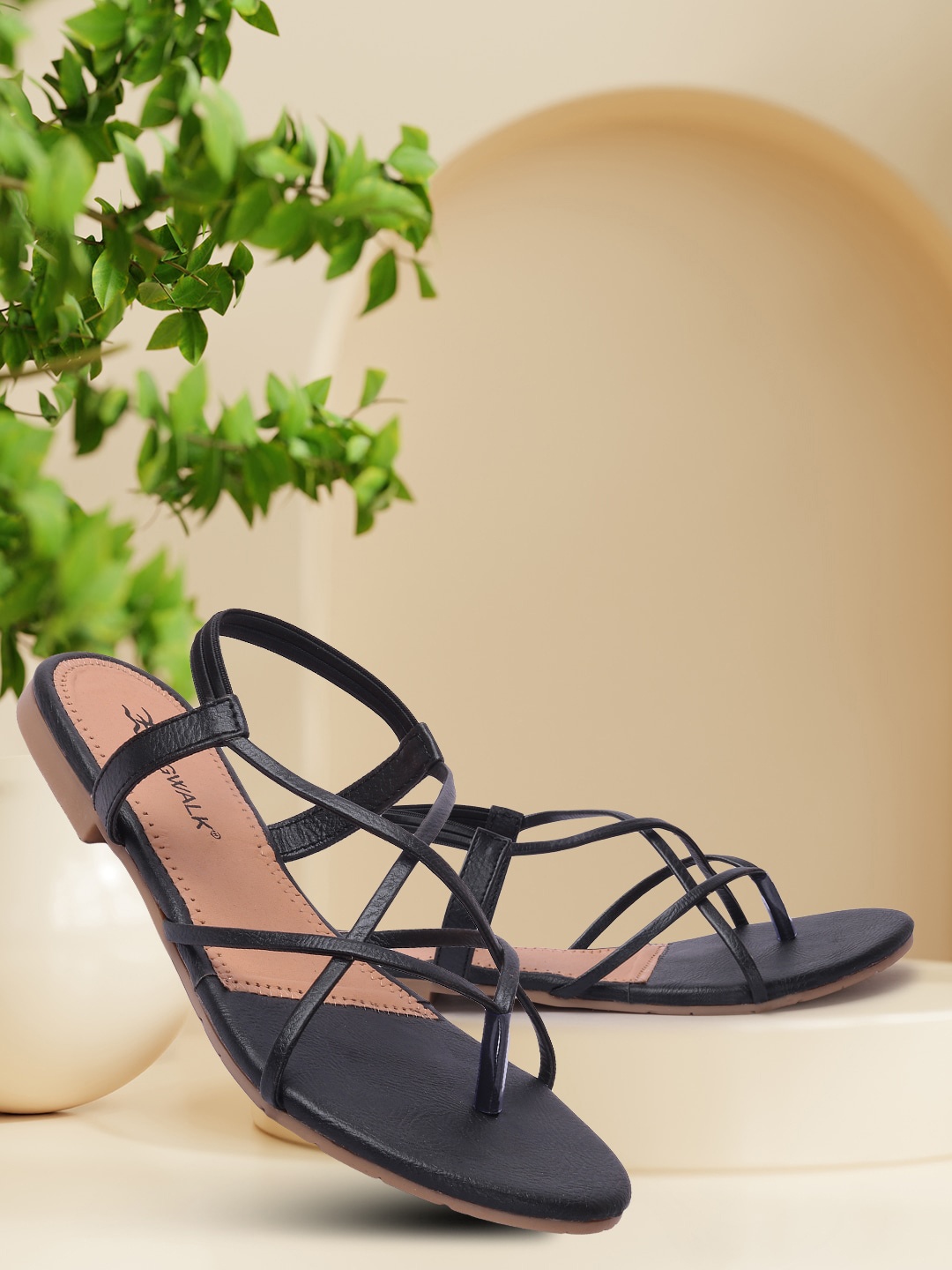 

Longwalk Women Black Open Toe Flats