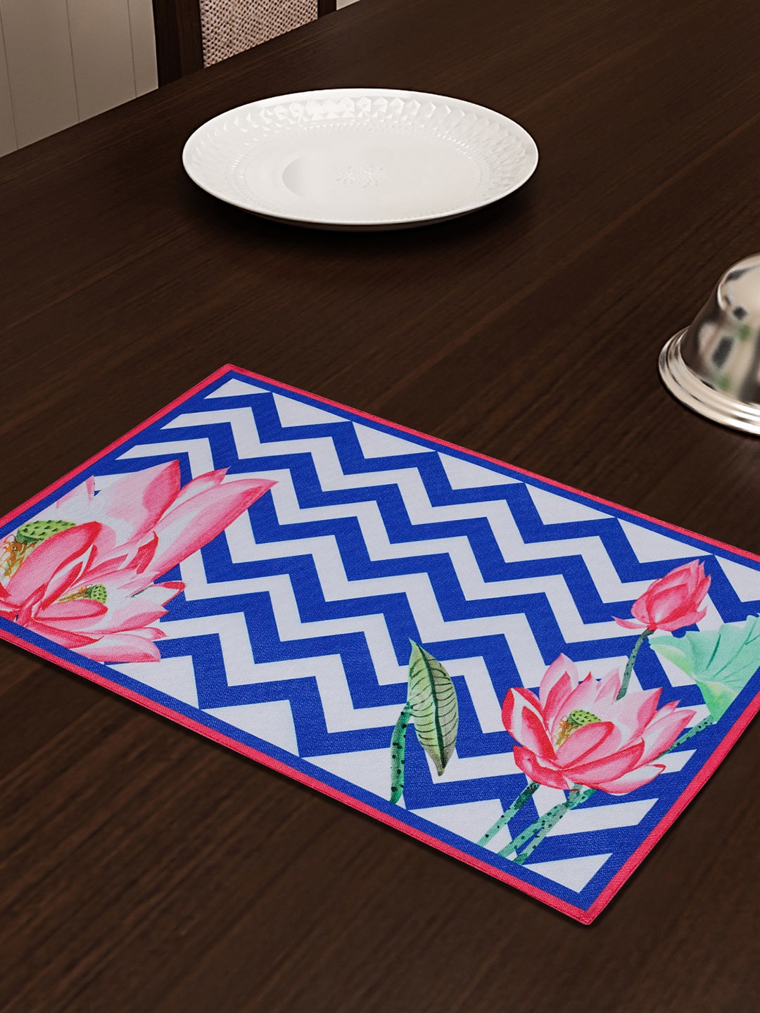 

SEJ by Nisha Gupta Blue & White Set of 6 Printed Table Placemats
