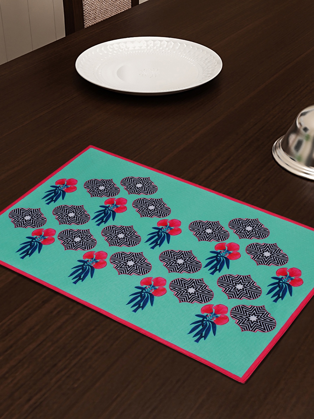 

SEJ by Nisha Gupta Blue Set of 6 Printed Table Placemats