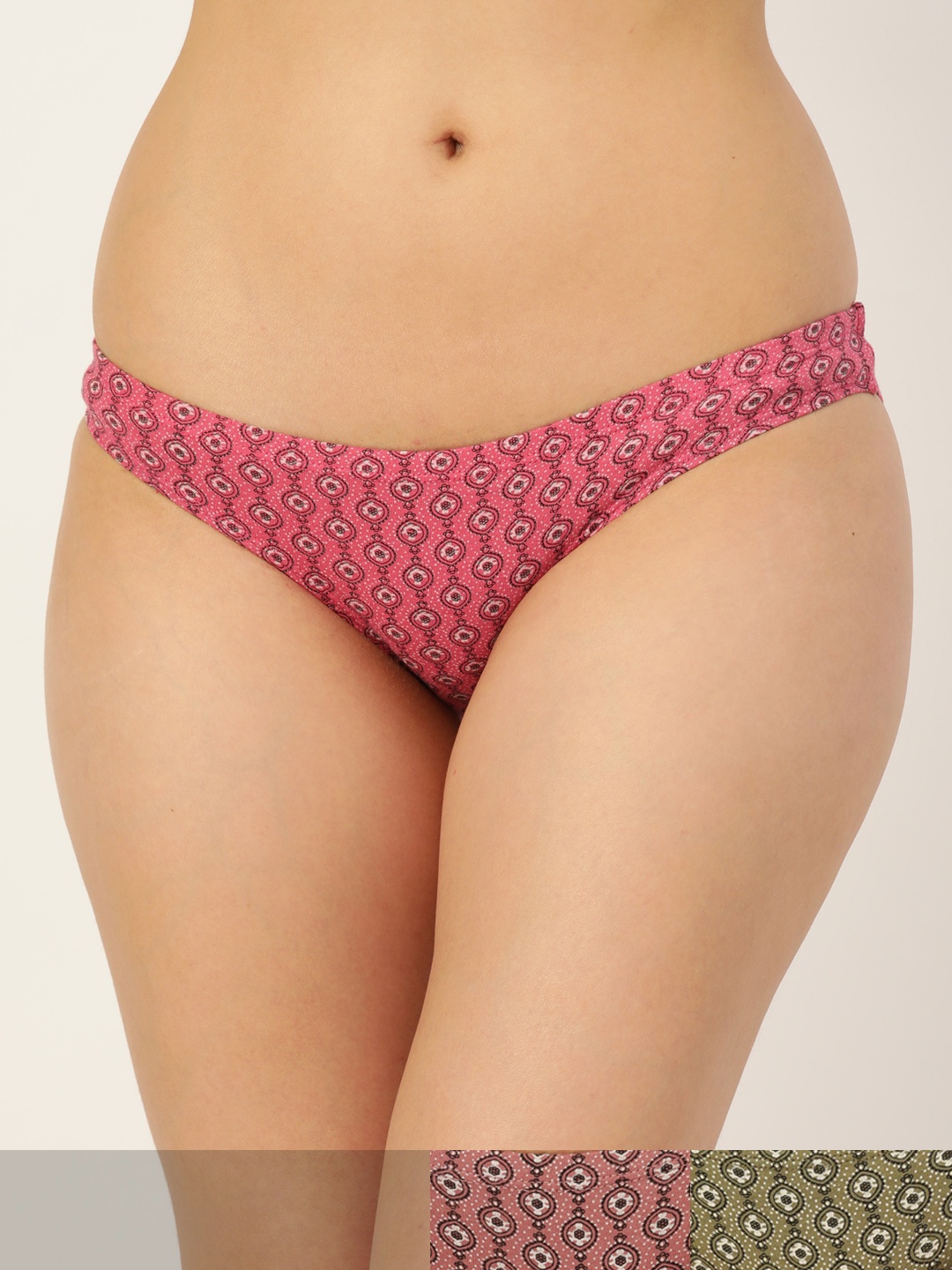 

Leading Lady Women Pack of 3 Printed Pure Cotton Bikini Briefs BK-5004-3, Pink