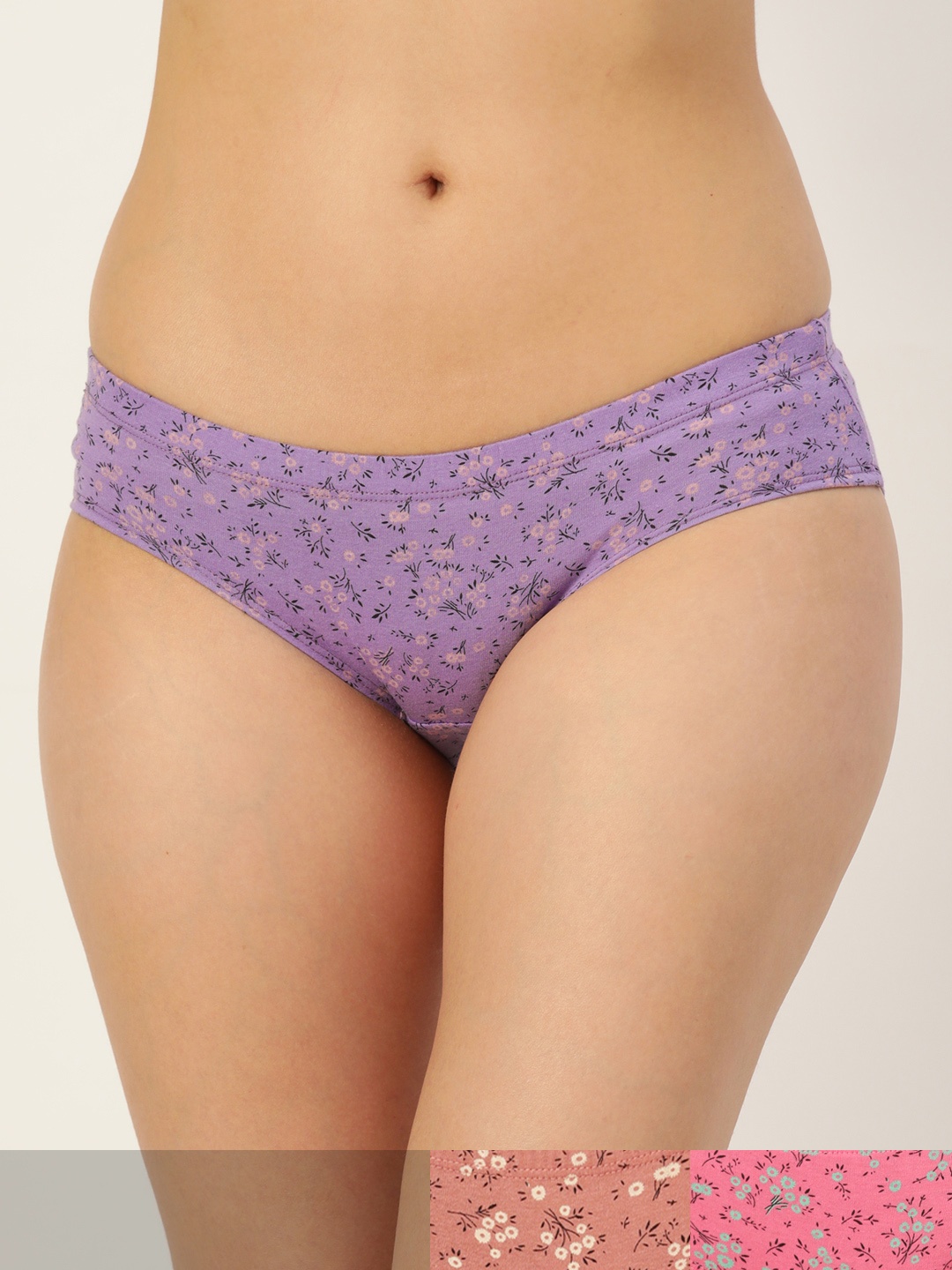 

Leading Lady Women Pack of 3 Pure Cotton Printed Hipster Briefs HP-9041-3, Purple