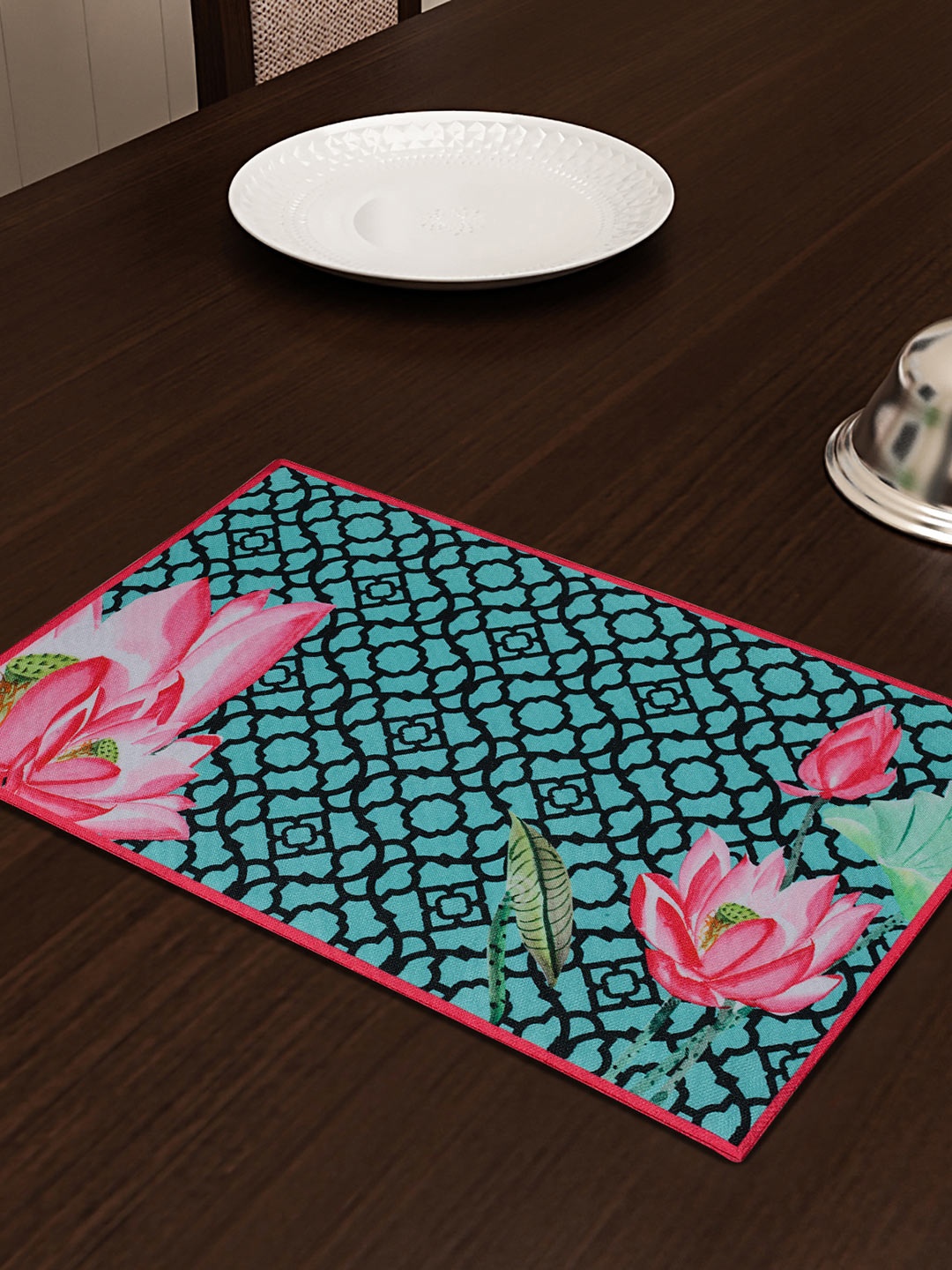 

SEJ by Nisha Gupta Green Set of 6 Printed Table Placemats
