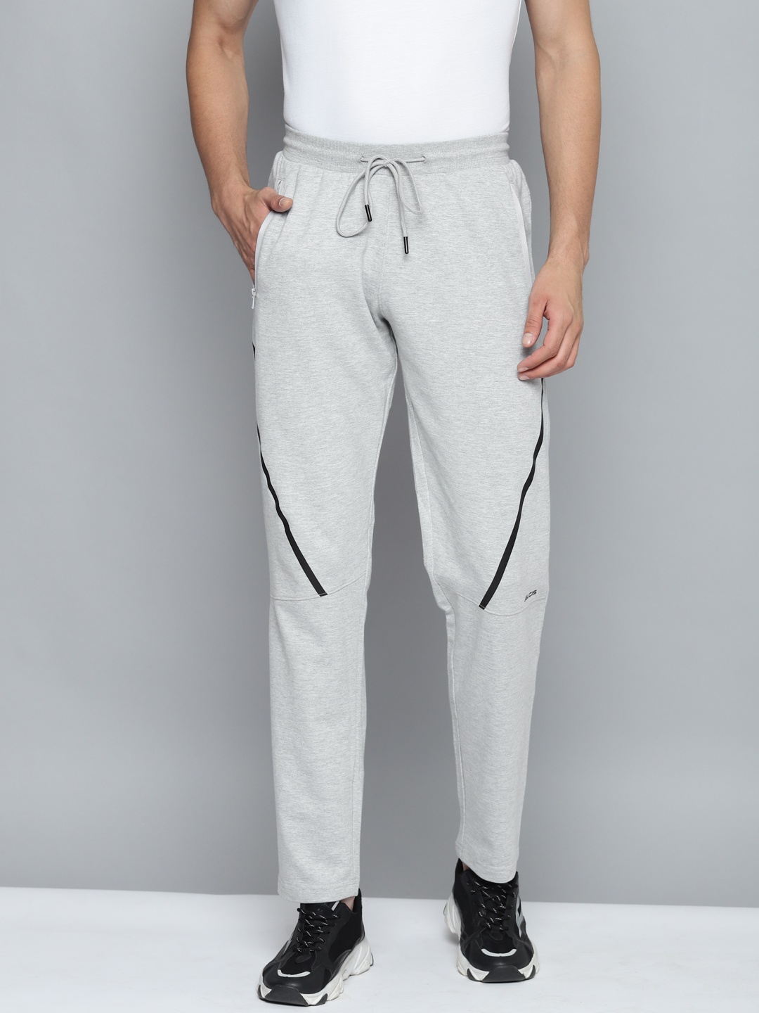 

Alcis Men Grey Solid Track Pant, Grey melange