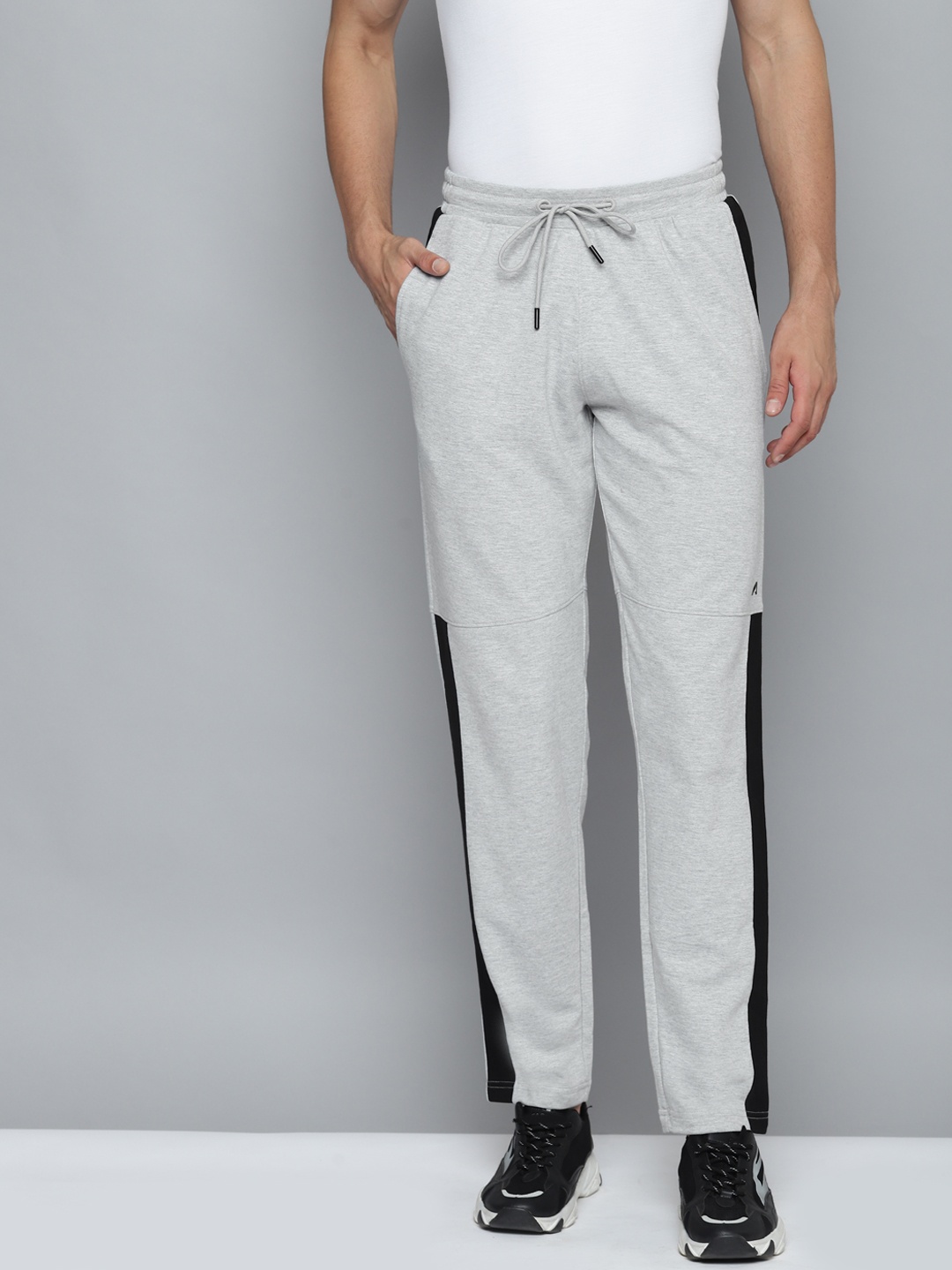 

Alcis Men Grey & Black Colourblocked Cotton Track Pant, Grey melange