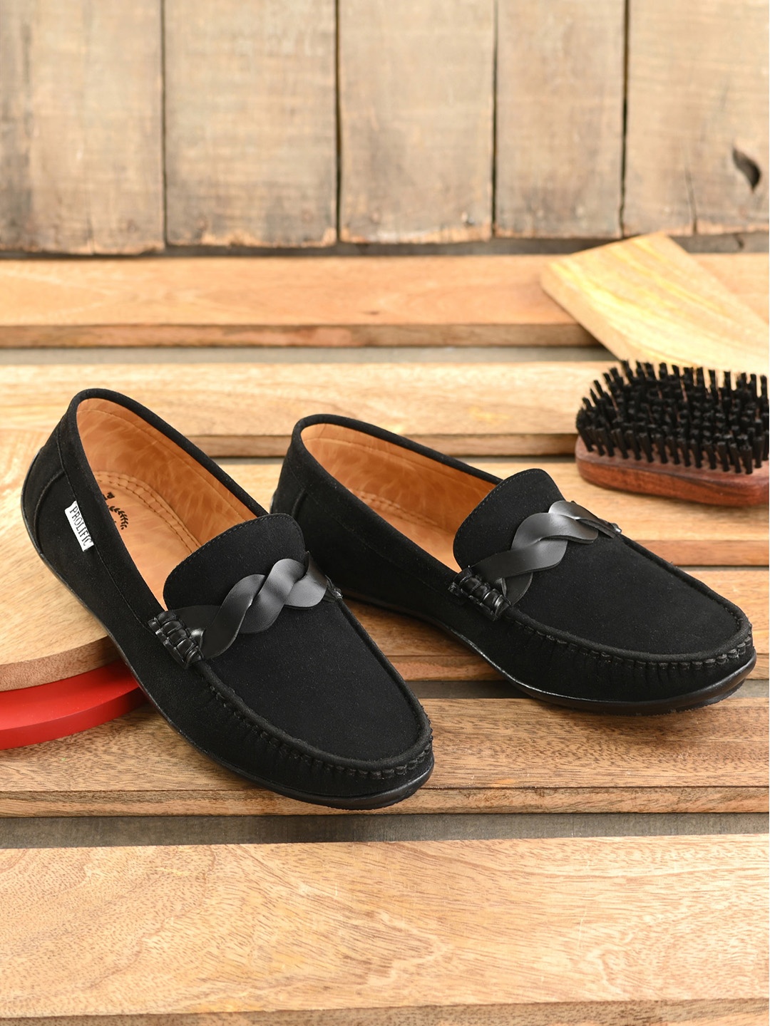 

Prolific Men Black Solid Loafers