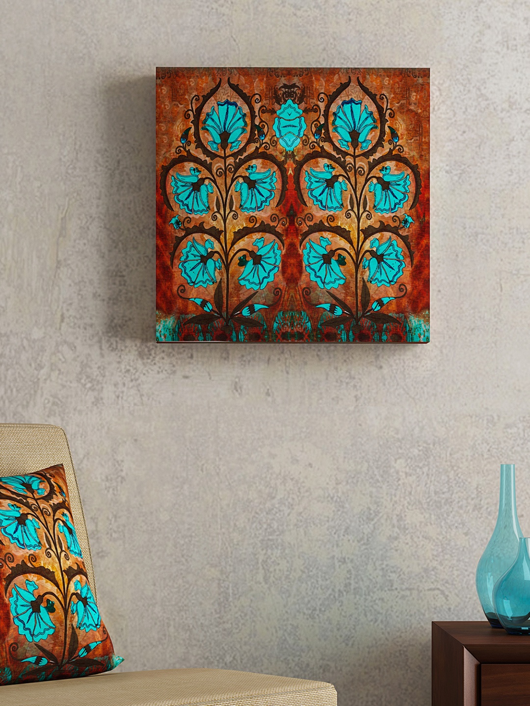 

SEJ by Nisha Gupta Brown & Blue Floral Wall Art