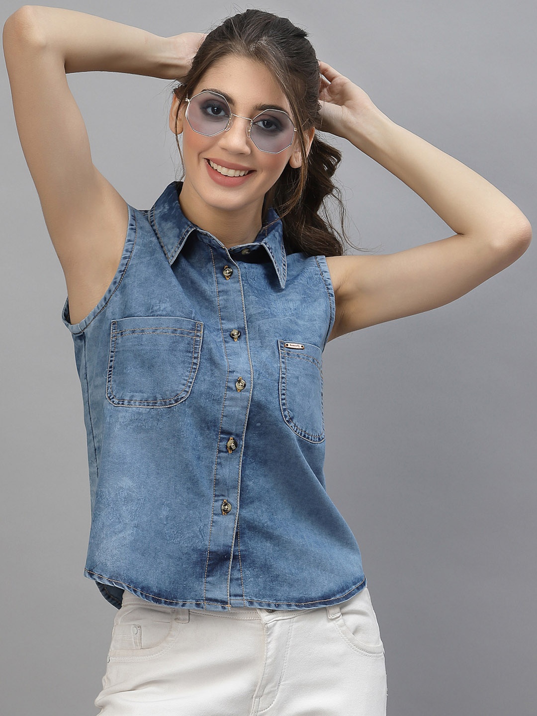

KASSUALLY Women Blue Casual Shirt