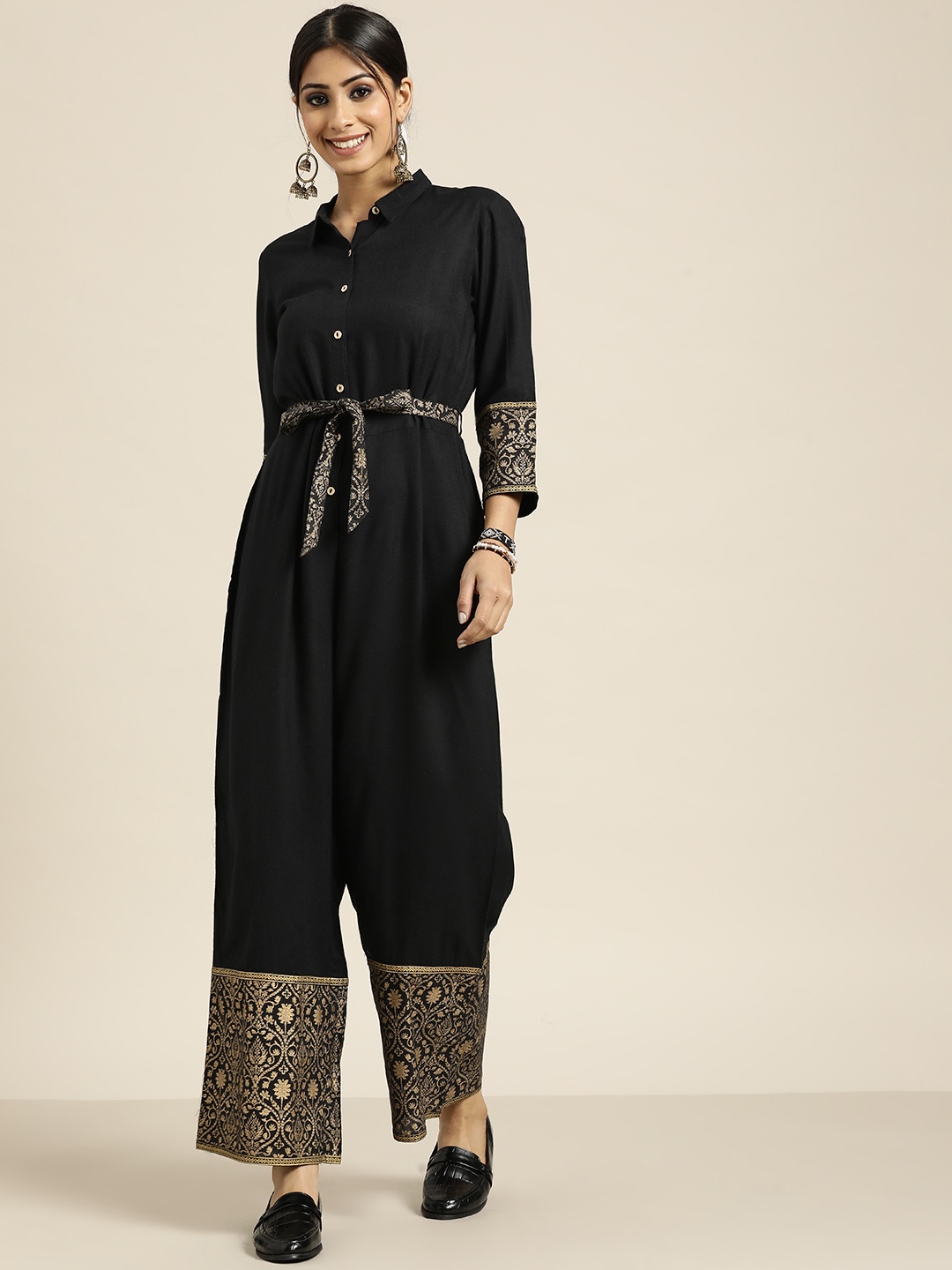 

Sangria Black Printed Basic Jumpsuit