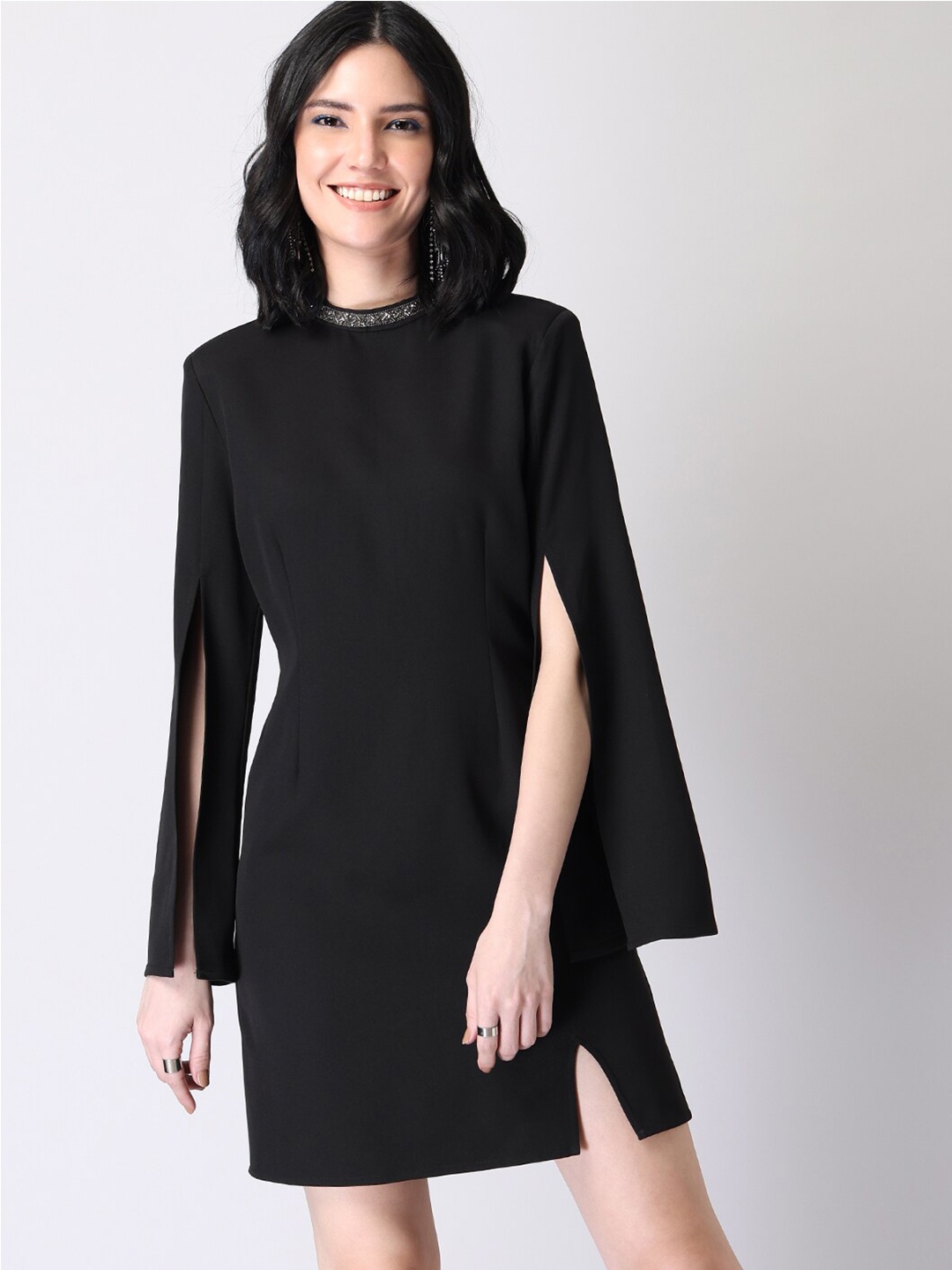 

FabAlley Black Cape Blazer Dress