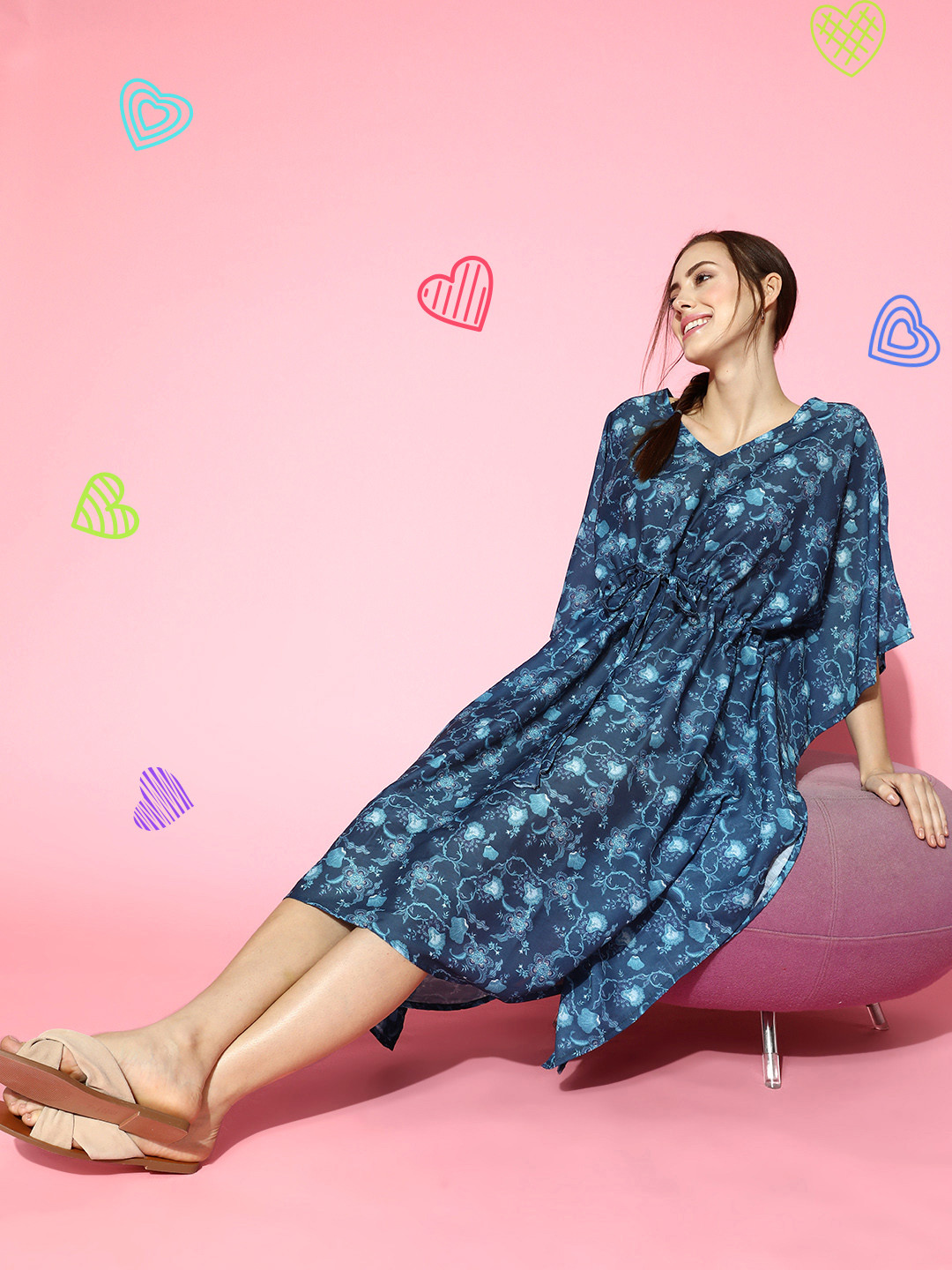 

Vemante Blue Floral Bohemian Eclectic Nightdress