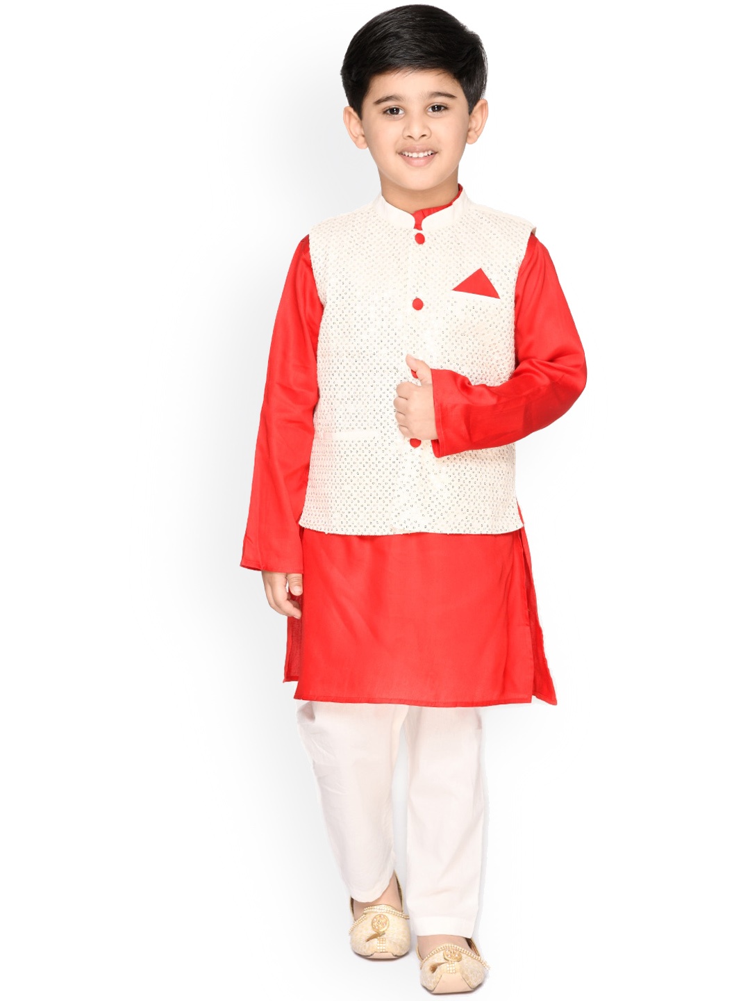 

SAKA DESIGNS Boys Red Pure Cotton Kurta with Pyjamas