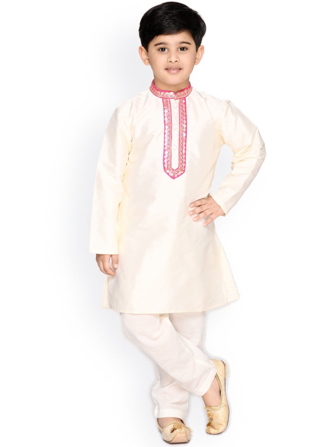 

SAKA DESIGNS Boys Cream-Coloured Ethnic Motifs Kurta with Pyjamas