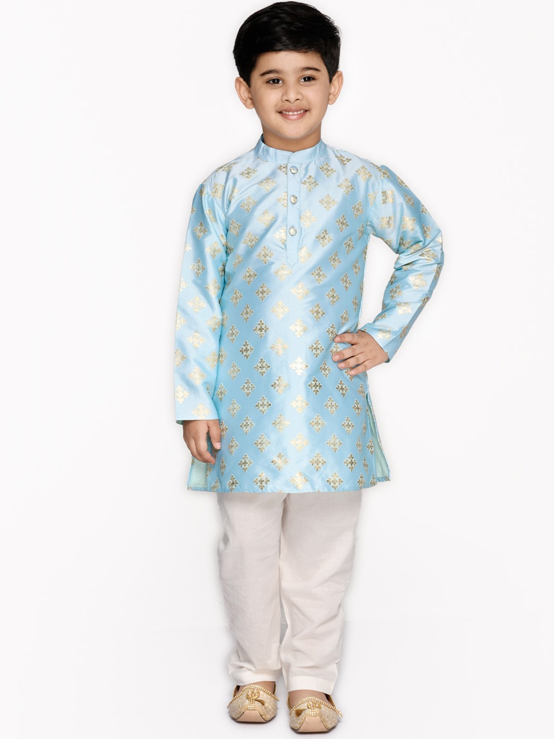 

SAKA DESIGNS Boys Blue Ethnic Motifs Printed Kurta with Pyjamas