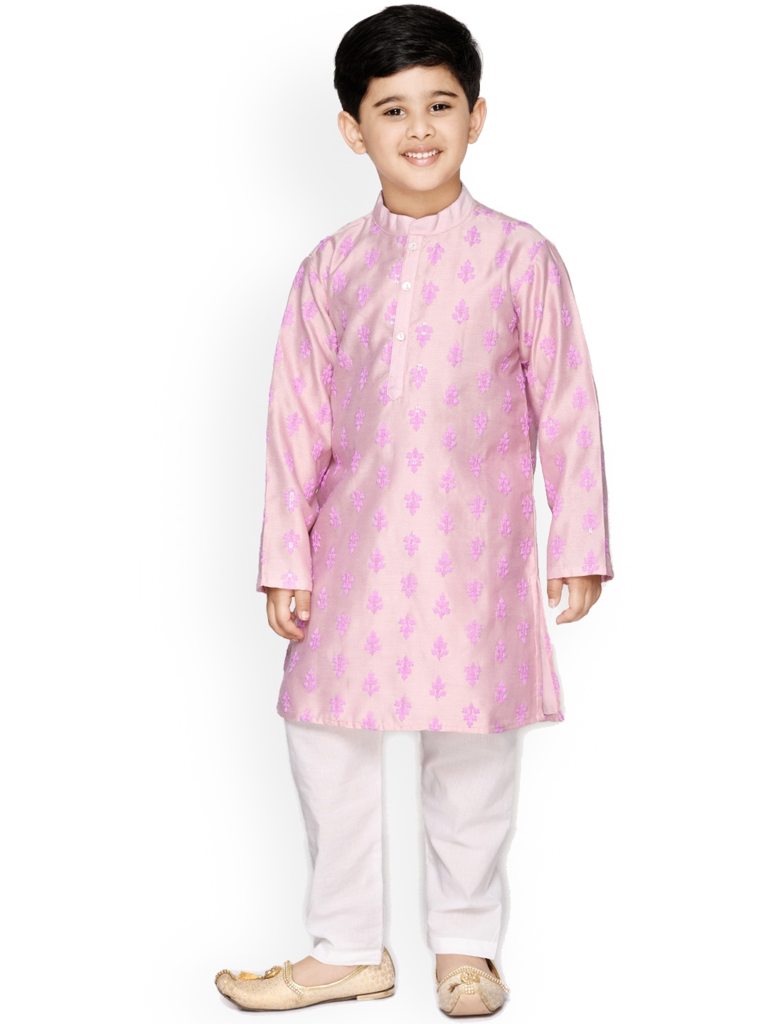 

SAKA DESIGNS Boys Mauve Floral Embroidered Kurta with Pyjamas