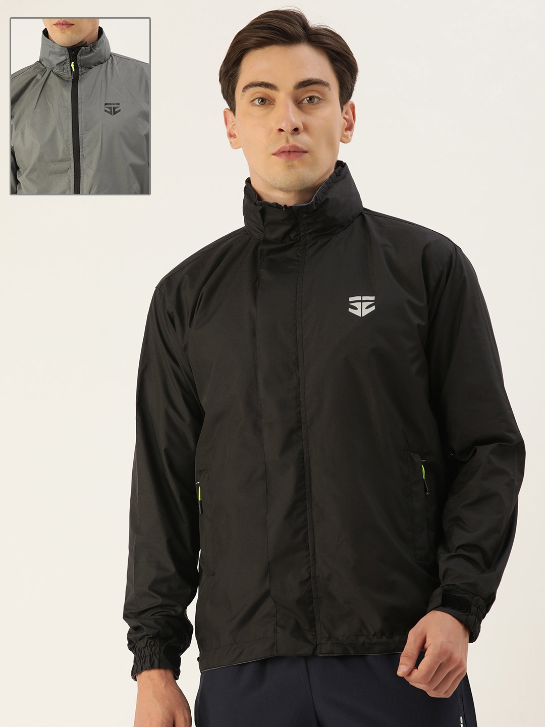

Sports52 wear Men Reversible Rain Jacket, Black