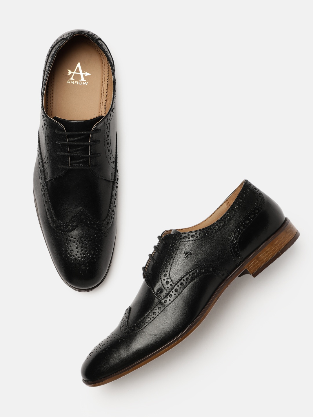 

Arrow Men Black Textured Leather Brogues Formal Shoes