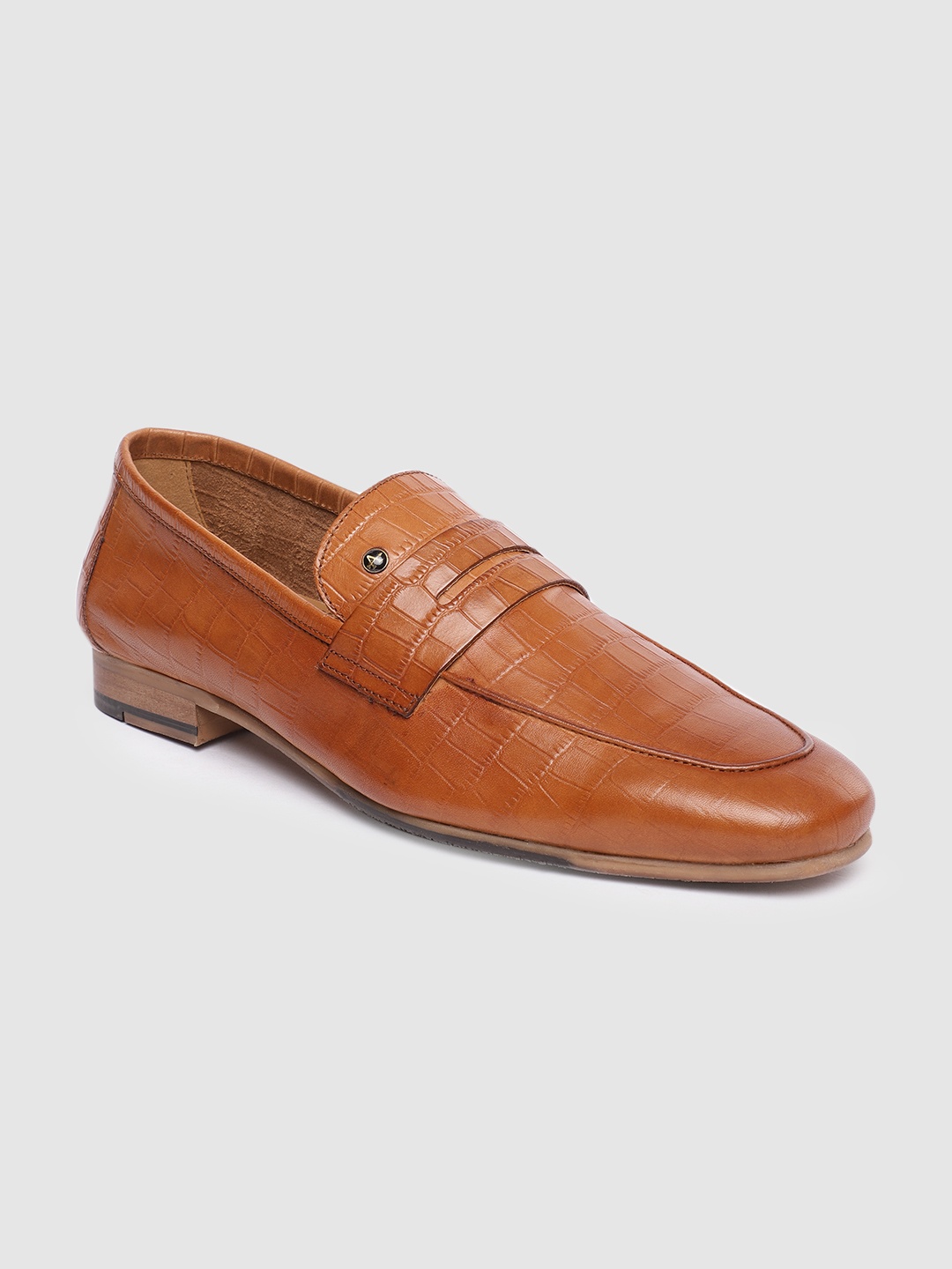 

Arrow Men Tan Brown Textured Leather Formal Loafers