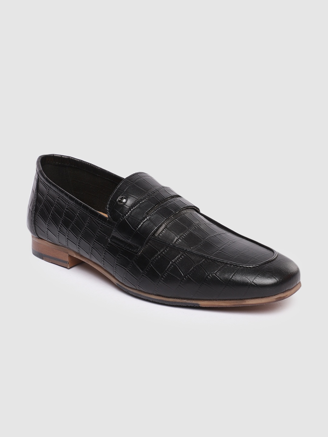 

Arrow Men Black Textured Groff Leather Loafers