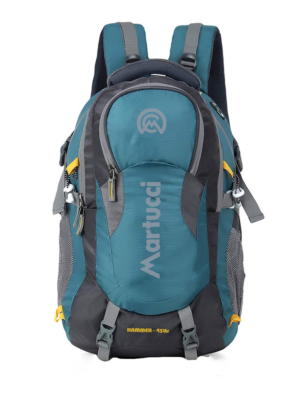 

Martucci Unisex Turquoise Blue & Grey Brand Logo Backpack with Reflective Strip