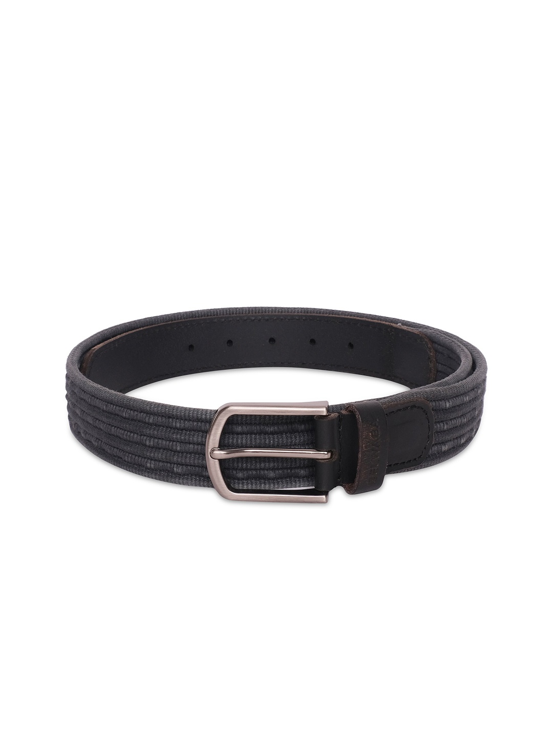 

Belwaba Men Blue Striped Leather Wide Belt