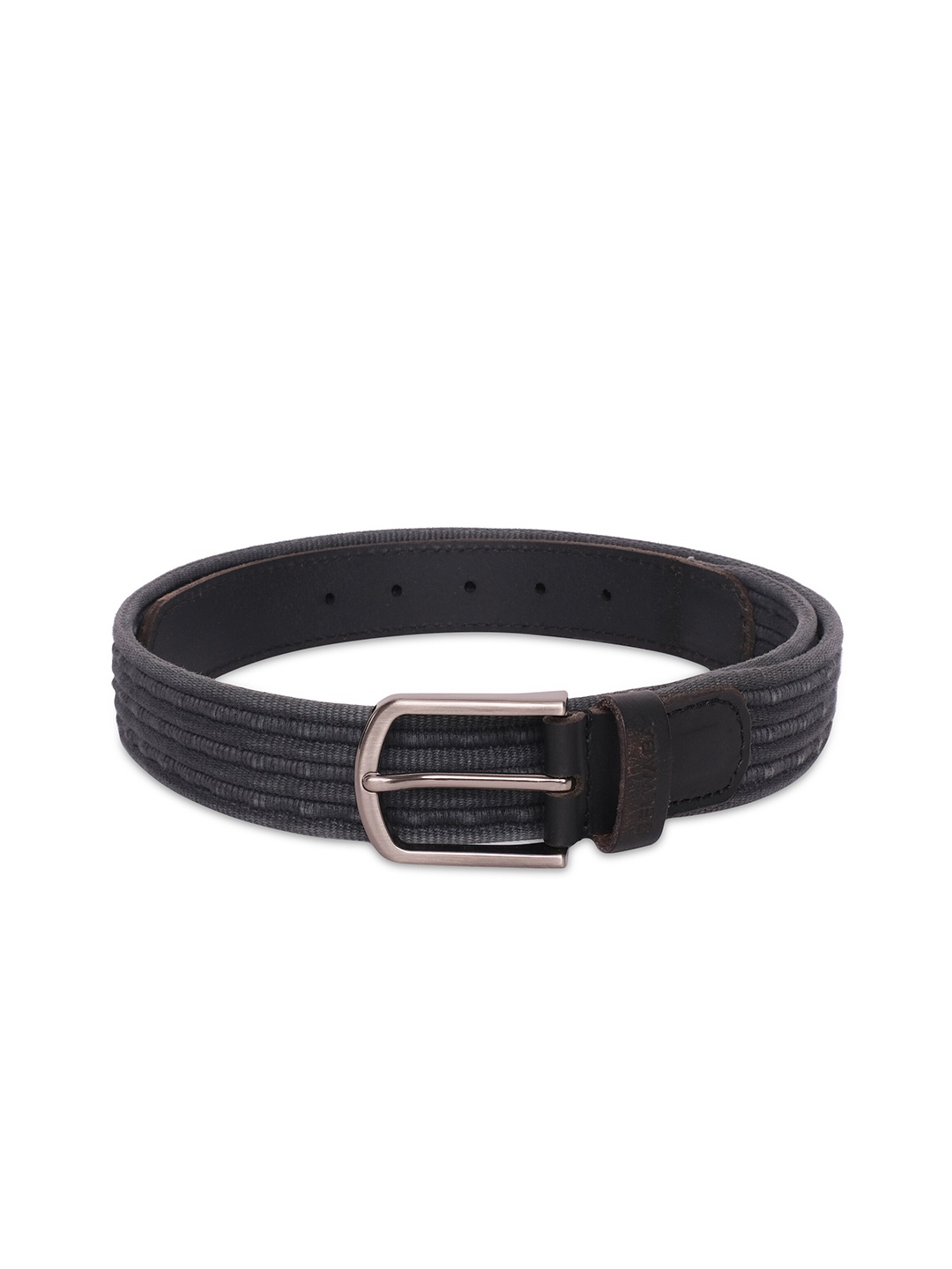 

Belwaba Men Blue Striped Leather Belt