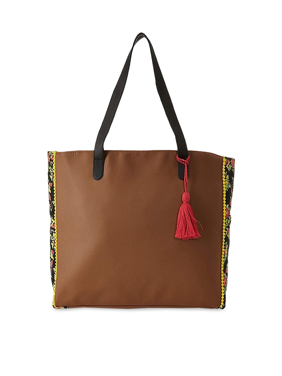 

Kanvas Katha Multicoloured PU Oversized Structured Shoulder Bag with Tasselled, Multi