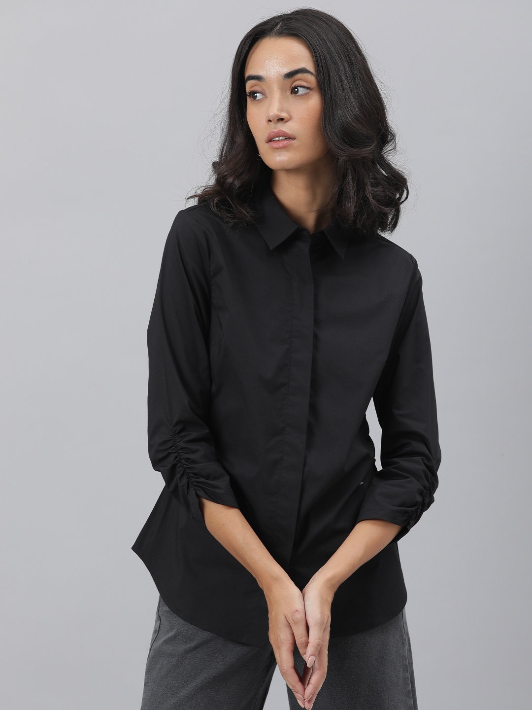 

RAREISM Women Black Shirt Style Top