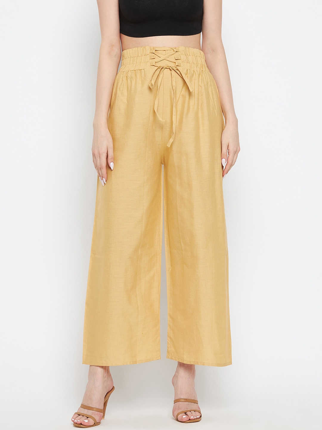 

Clora Creation Women Beige Smart Cotton Trousers