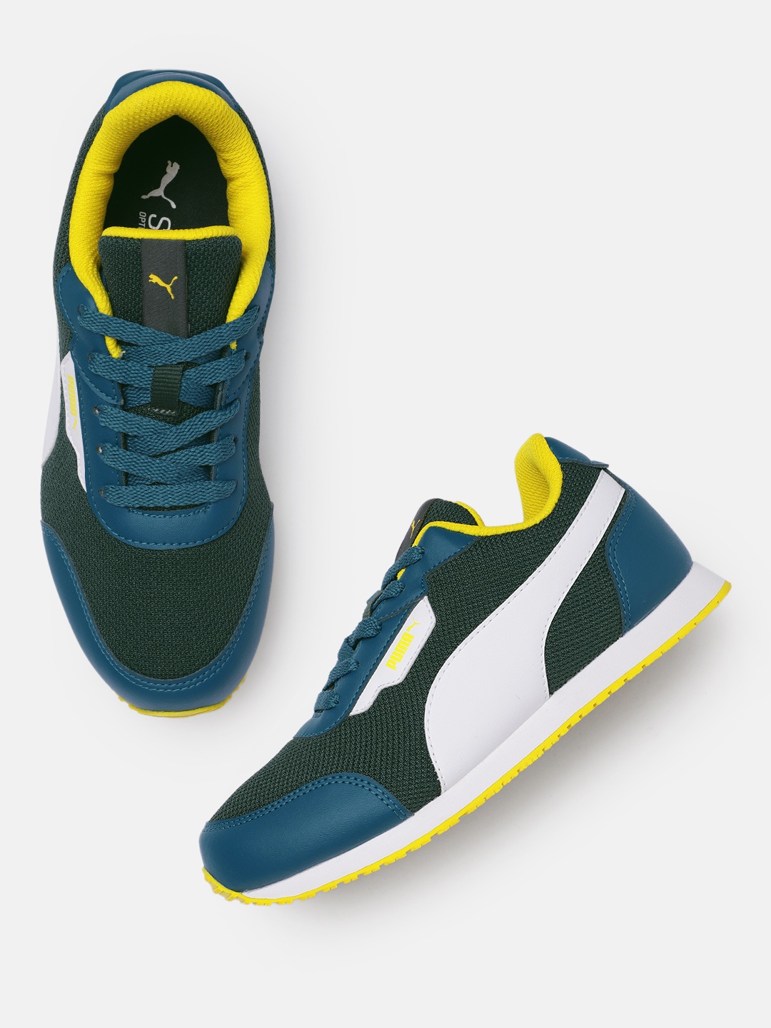 

Puma Kids Olive Green and Blue Axel Sneakers