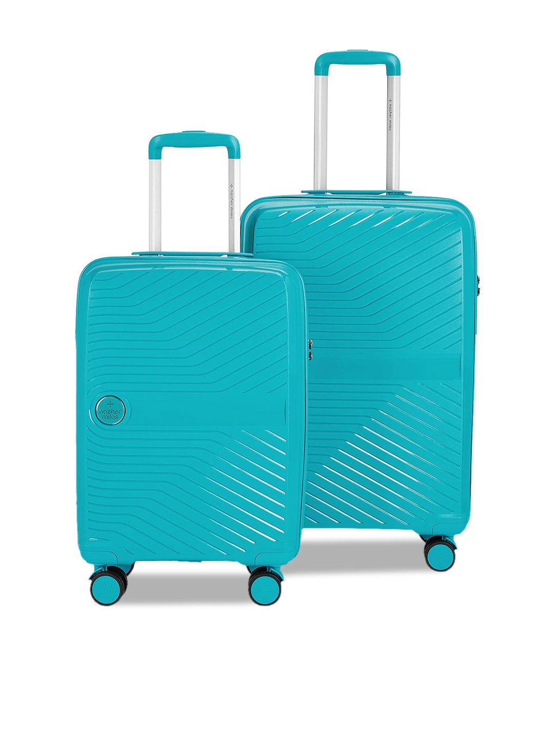 

Nasher Miles Set Of 2 Bruges Textured Hard Sided Trolley Suitcases, Teal