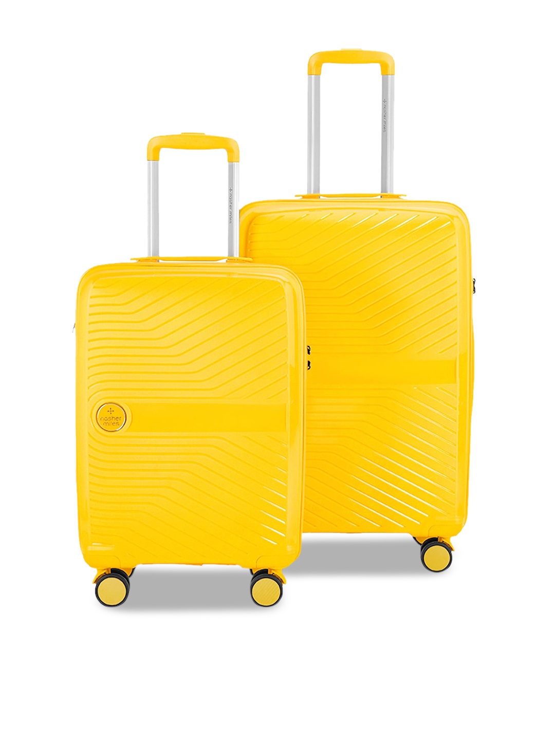 

Nasher Miles Set of 2 Yellow Textured Hard Sided Trolley Suitcase