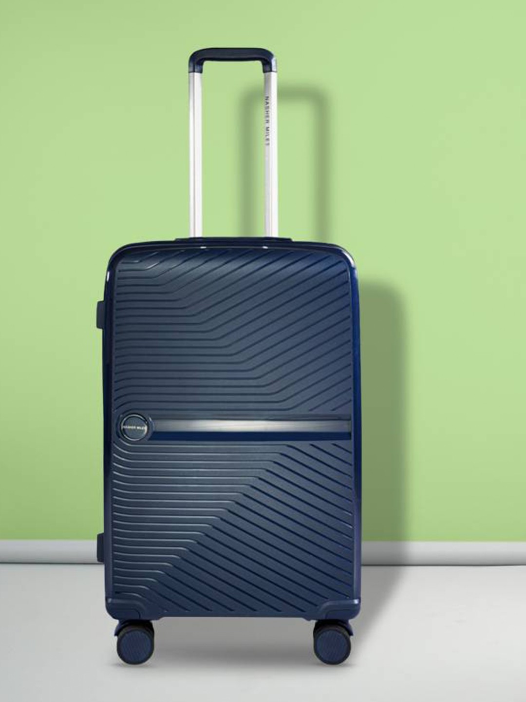 

Nasher Miles Navy Blue Textured Hard-sided Trolley Bag