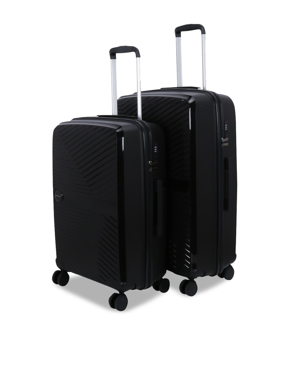 

Nasher Miles Set of 2 Bruges Textured Soft Sided Trolley Suitcase, Black