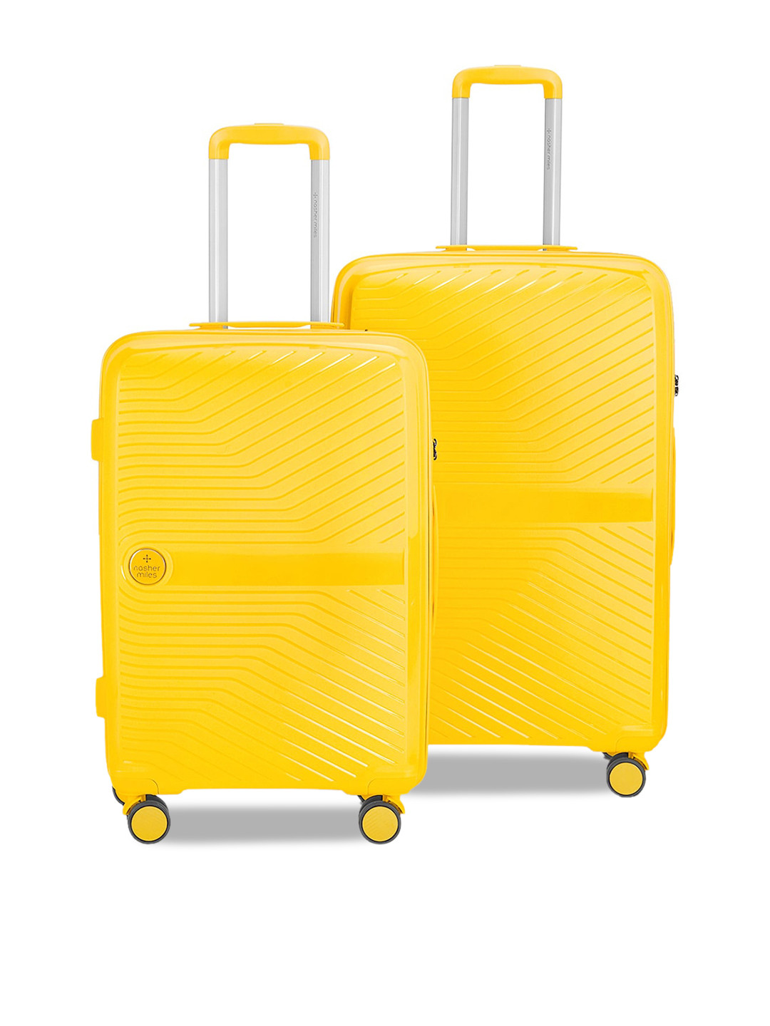 

Nasher Miles Set of 2 Yellow Textured Hard Sided Trolley Suitcase