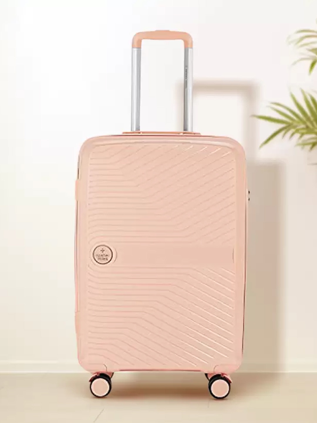 

Nasher Miles Bruges Textured Hard Medium Trolley Suitcase - 60 cm, Peach