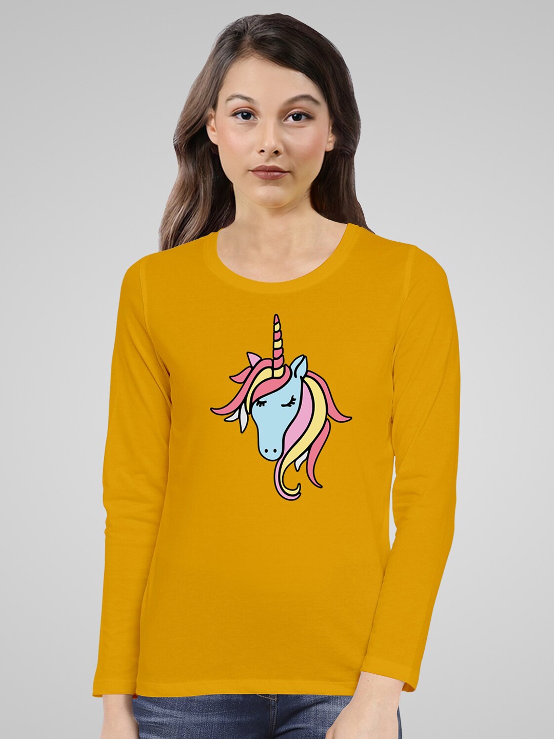 

Pootlu Women Yellow Printed Cotton T-shirt