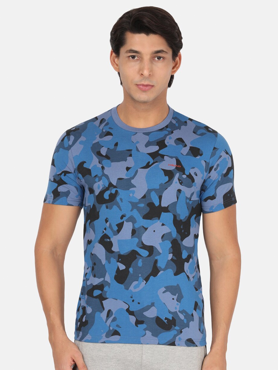 

Head Men Blue Printed Slim Fit Outdoor T-shirt