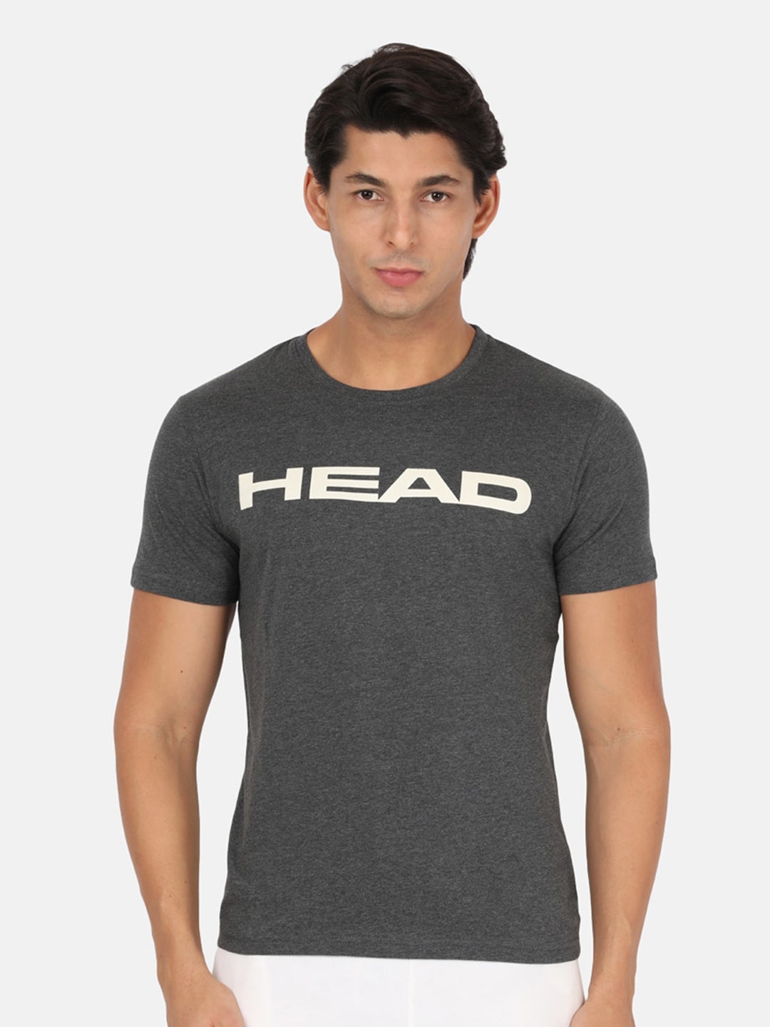 

Head Men Charcoal Grey Typography Printed Slim Fit T-shirt