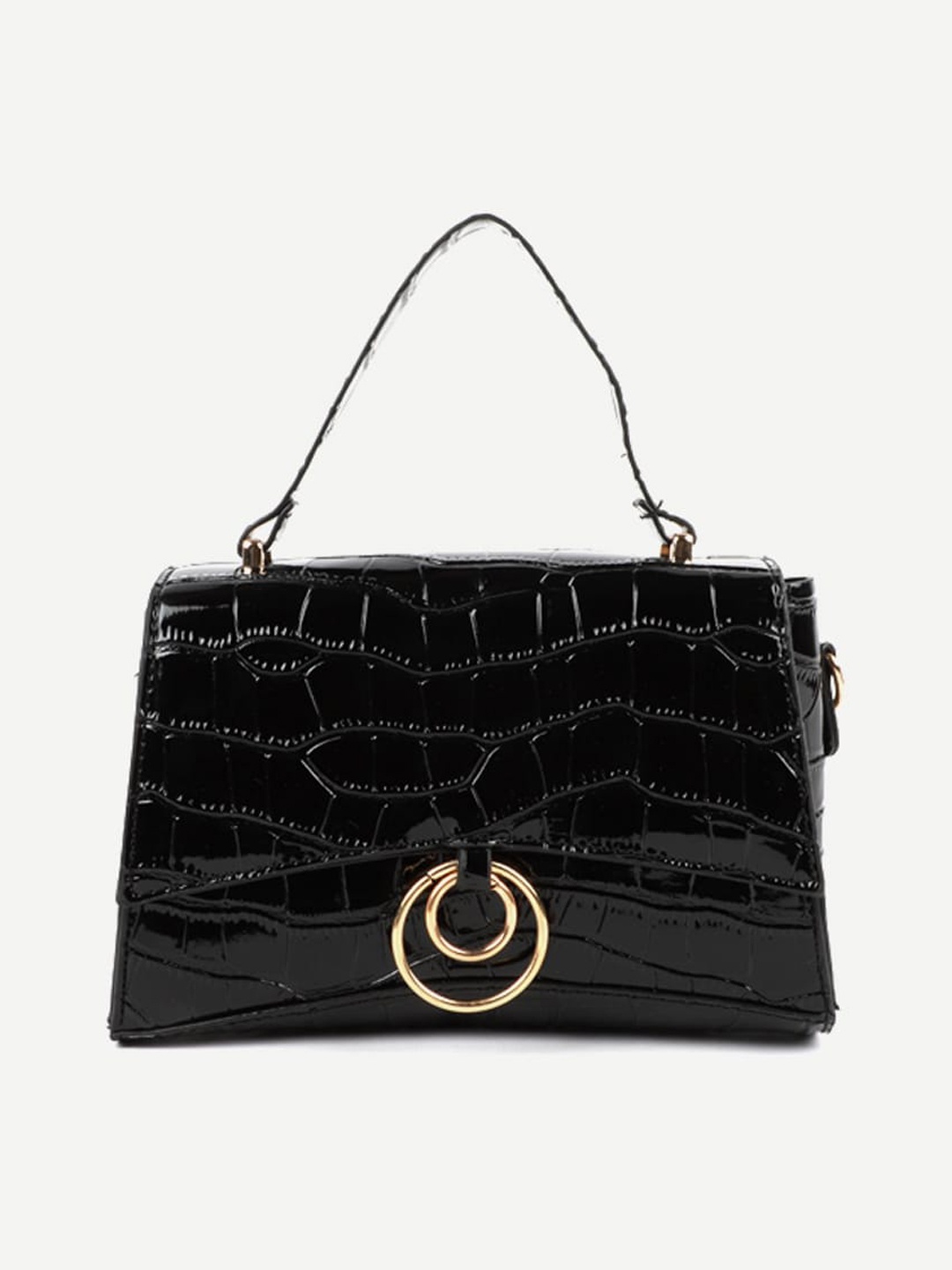 

Carlton London Black Animal Textured Structured Satchel